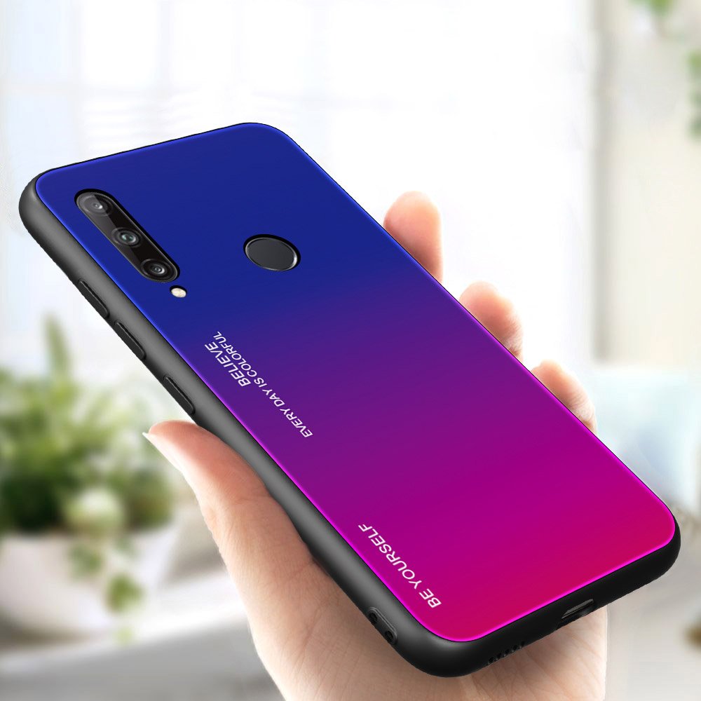 Coque Gradient Glass pour Huawei P40 Lite E - Bleu/Rose