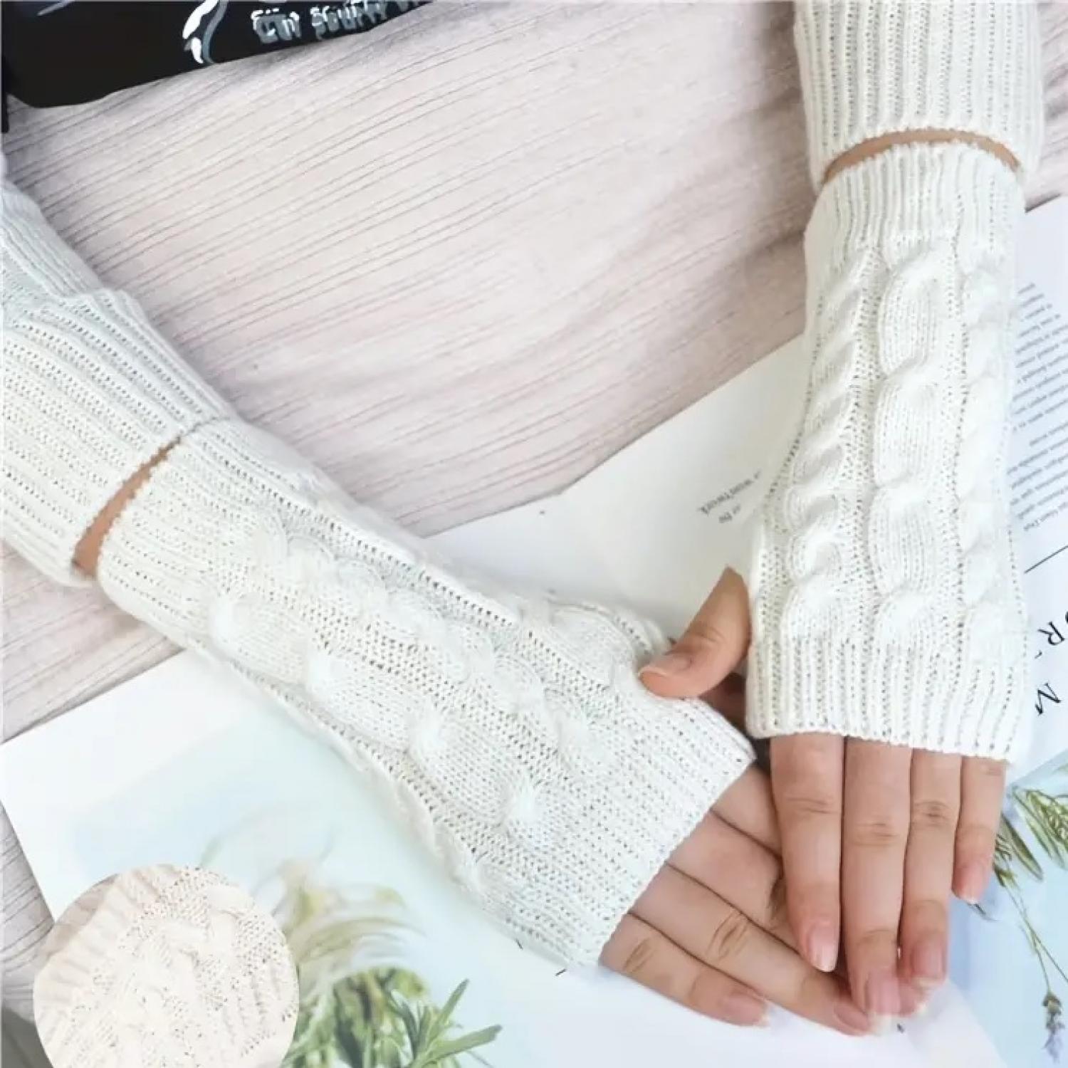 Gants sans doigts - Blanc