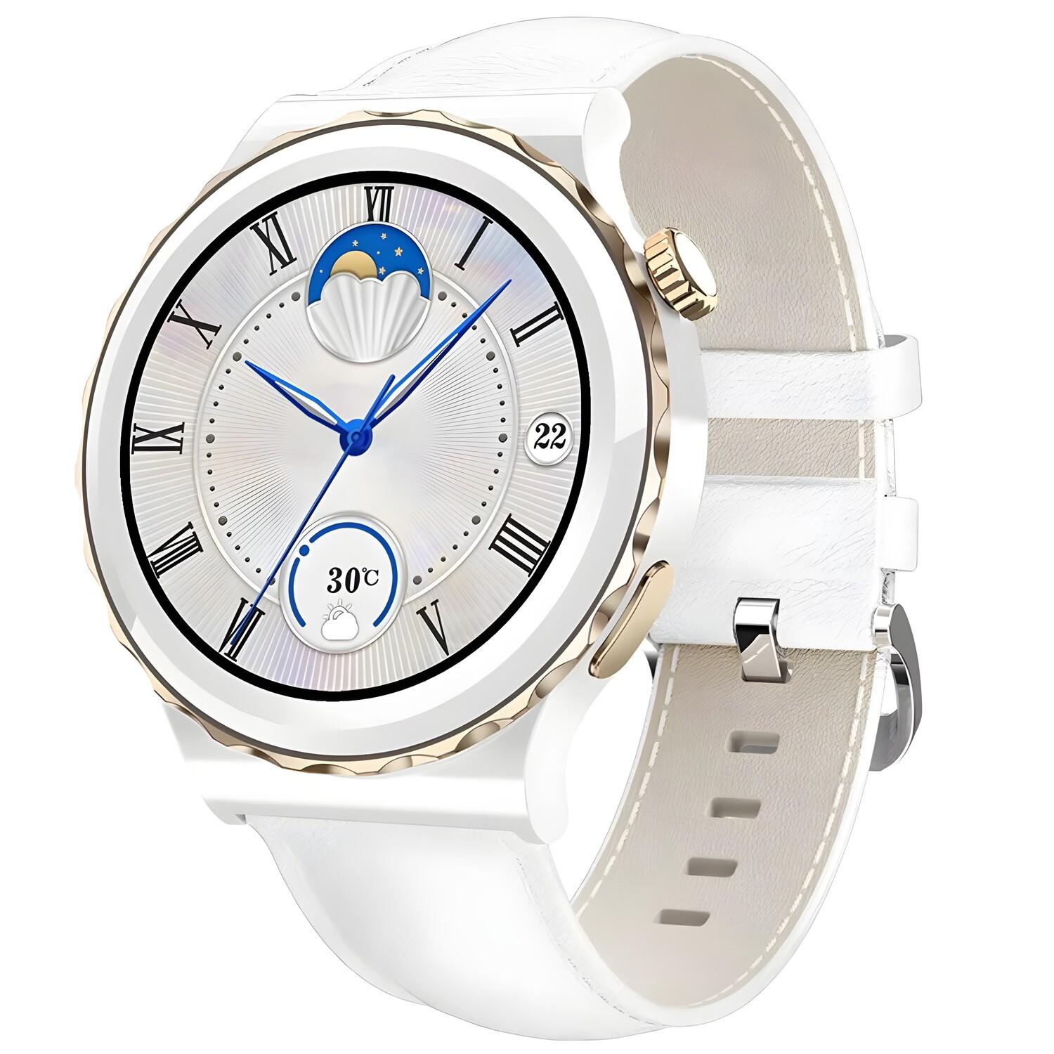 Montre Smart LIGE Triple - Blanc / Or / Cuir