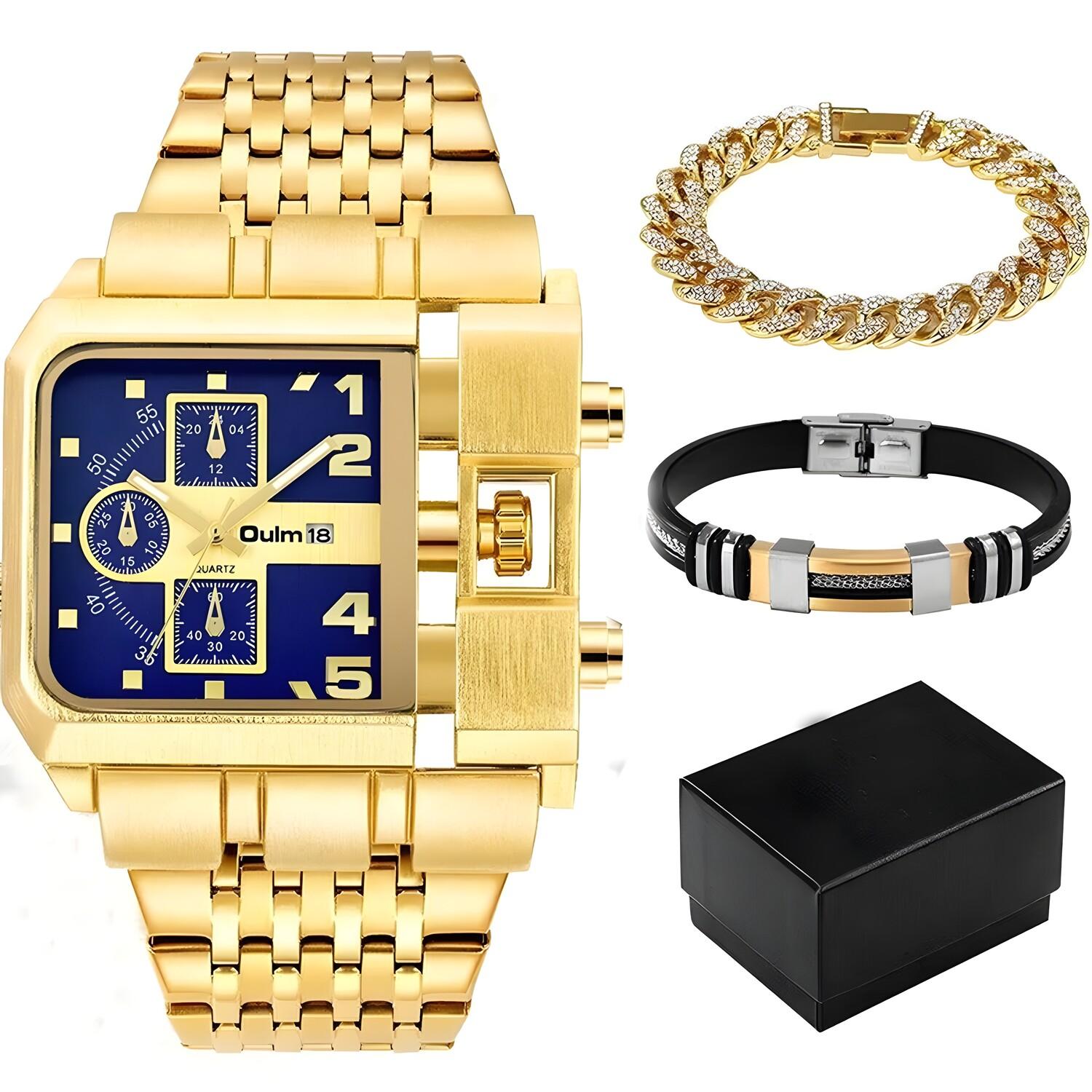 Montre de luxe avec bracelets Brayan - Or / Bleu