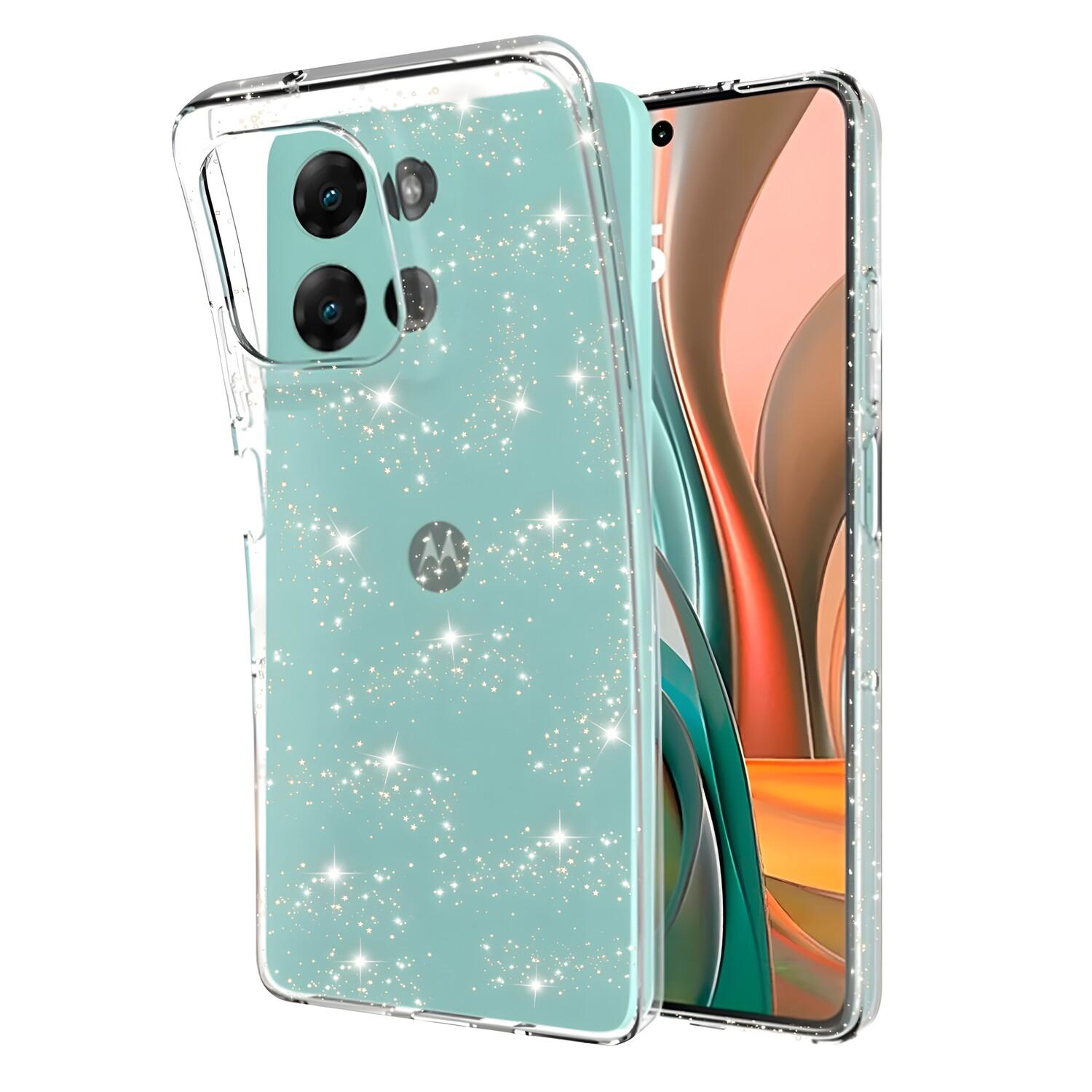 Coque transparente avec paillettes pour Motorola Moto G75 - Transparent