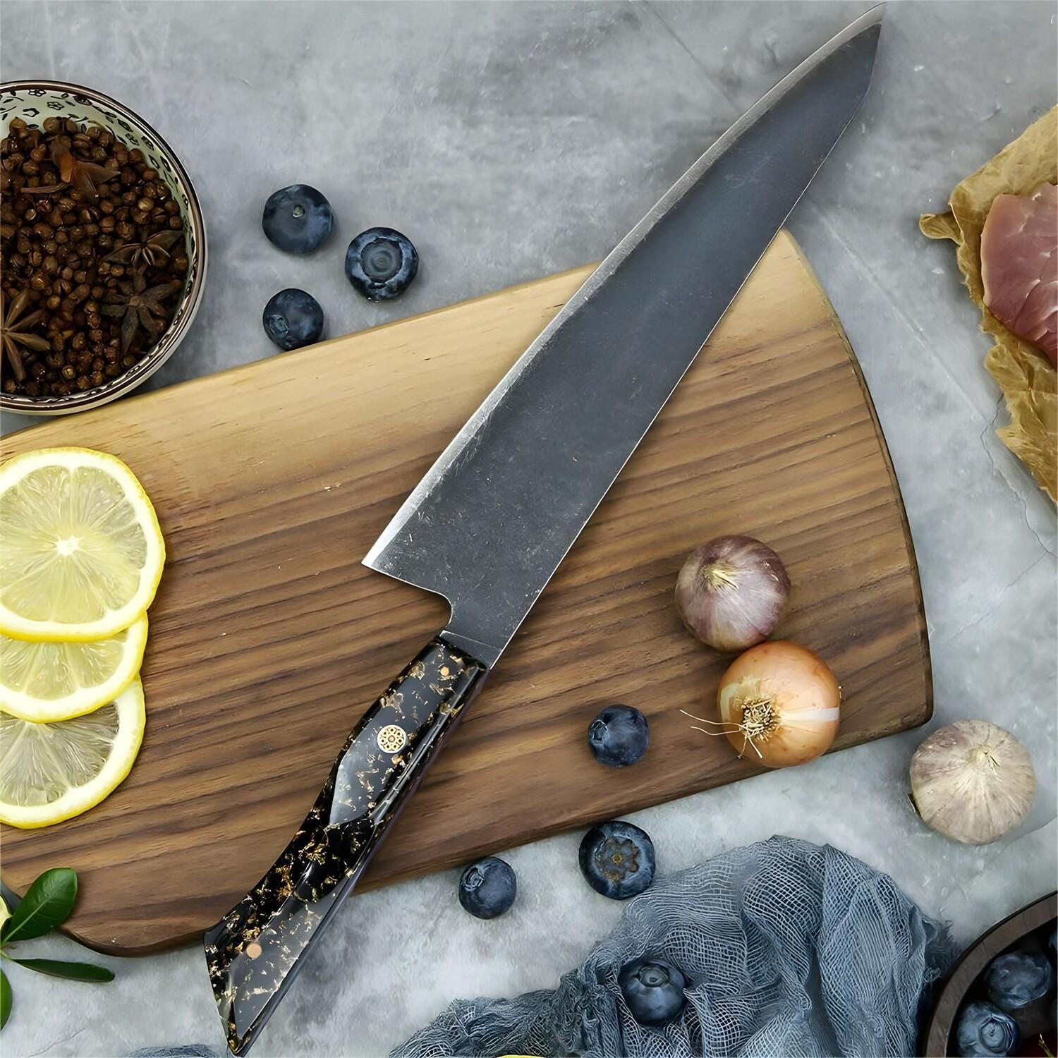Couteau de cuisine damassé Kurohana - Kiritsuke / Noir / Or