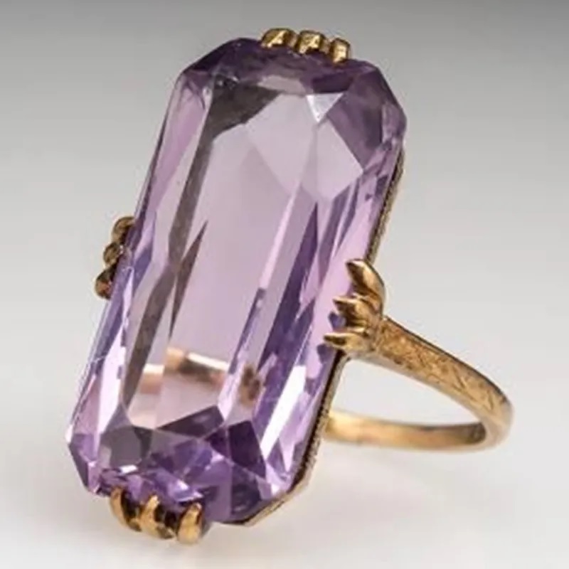 Bague BO-34522 - Dorée / Violette / 55mm