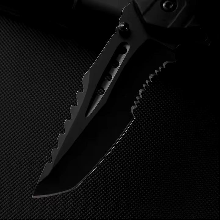 Couteau pliant de plein air CH-35053 - Noir/Typ1
