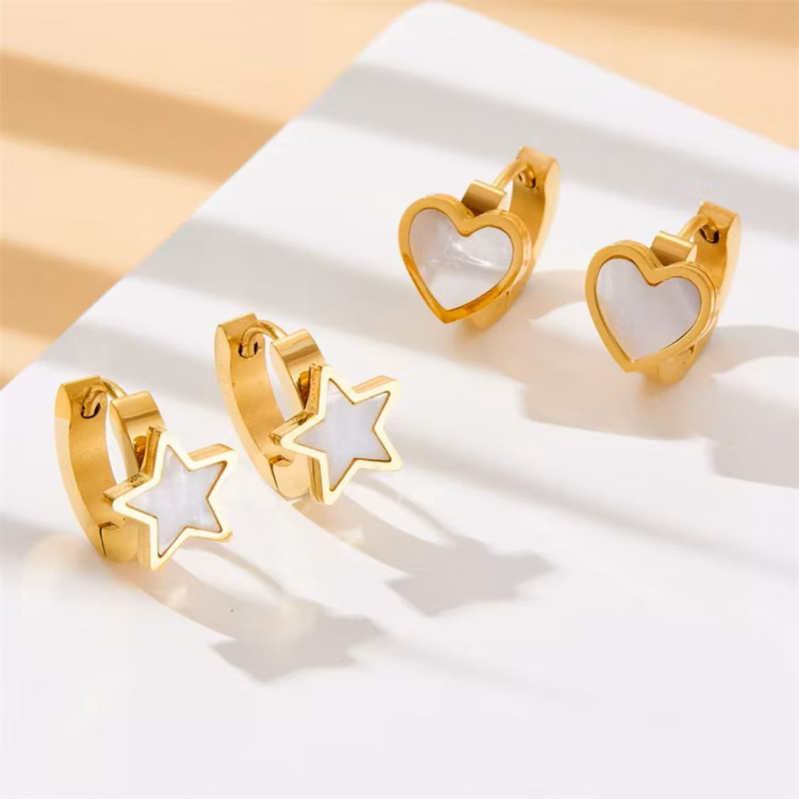 Boucles d'oreilles WS-39014 - Blanc / Or