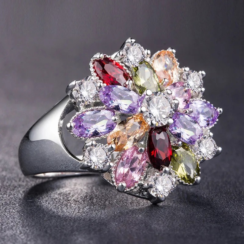 Bague GL-29917 - Argenté / Multicolore / 57mm