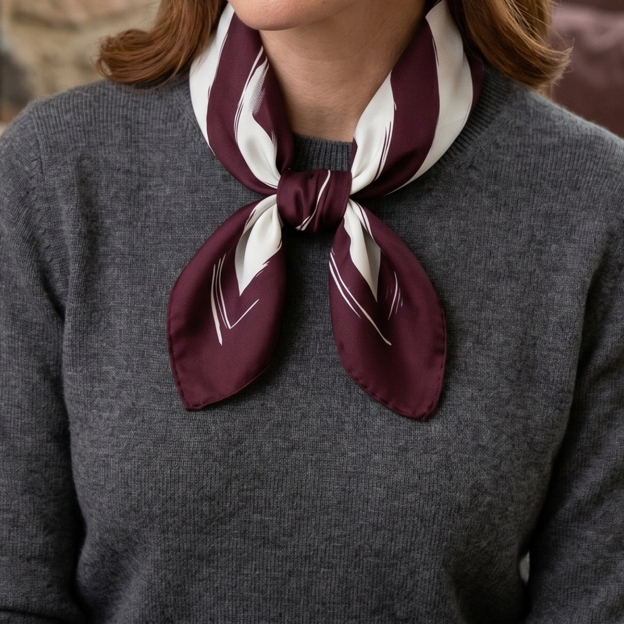 Foulard AR - 40436 - Blanc / Bordeaux