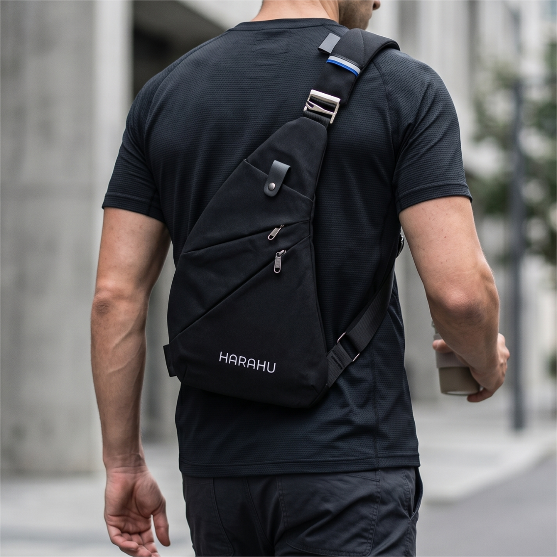 Sac banane homme HARAHU Flow - Noir