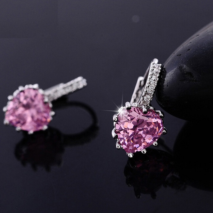 Boucles d'oreilles Silver Heart - Rose