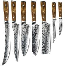 Ensemble de couteaux de cuisine damassés YU-37494 - Marron