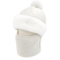 Bonnet d'hiver stylé avec cagoule - Blanc