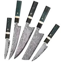 Ensemble de couteaux de cuisine damassés ZE-37498 - Vert / Noir