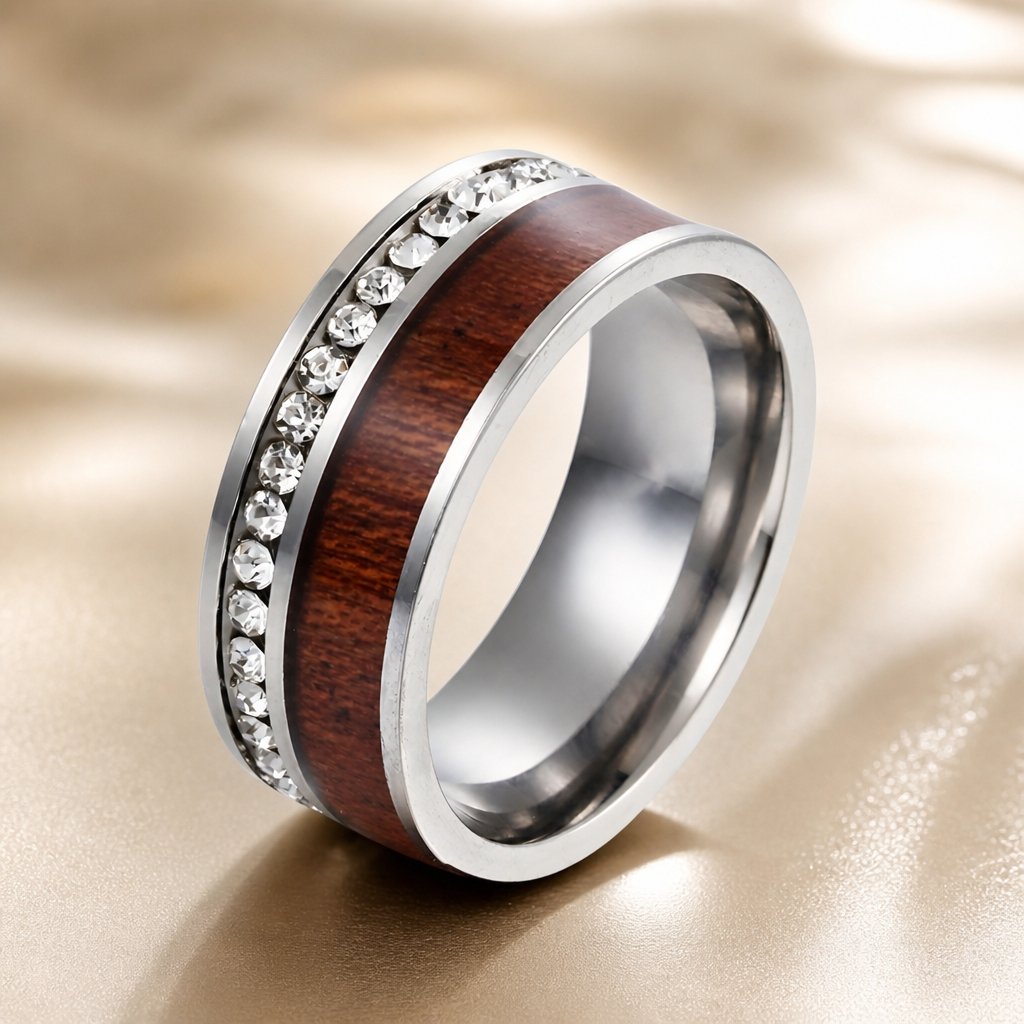 Bague TR-17015 - Argenté / Marron / 52mm
