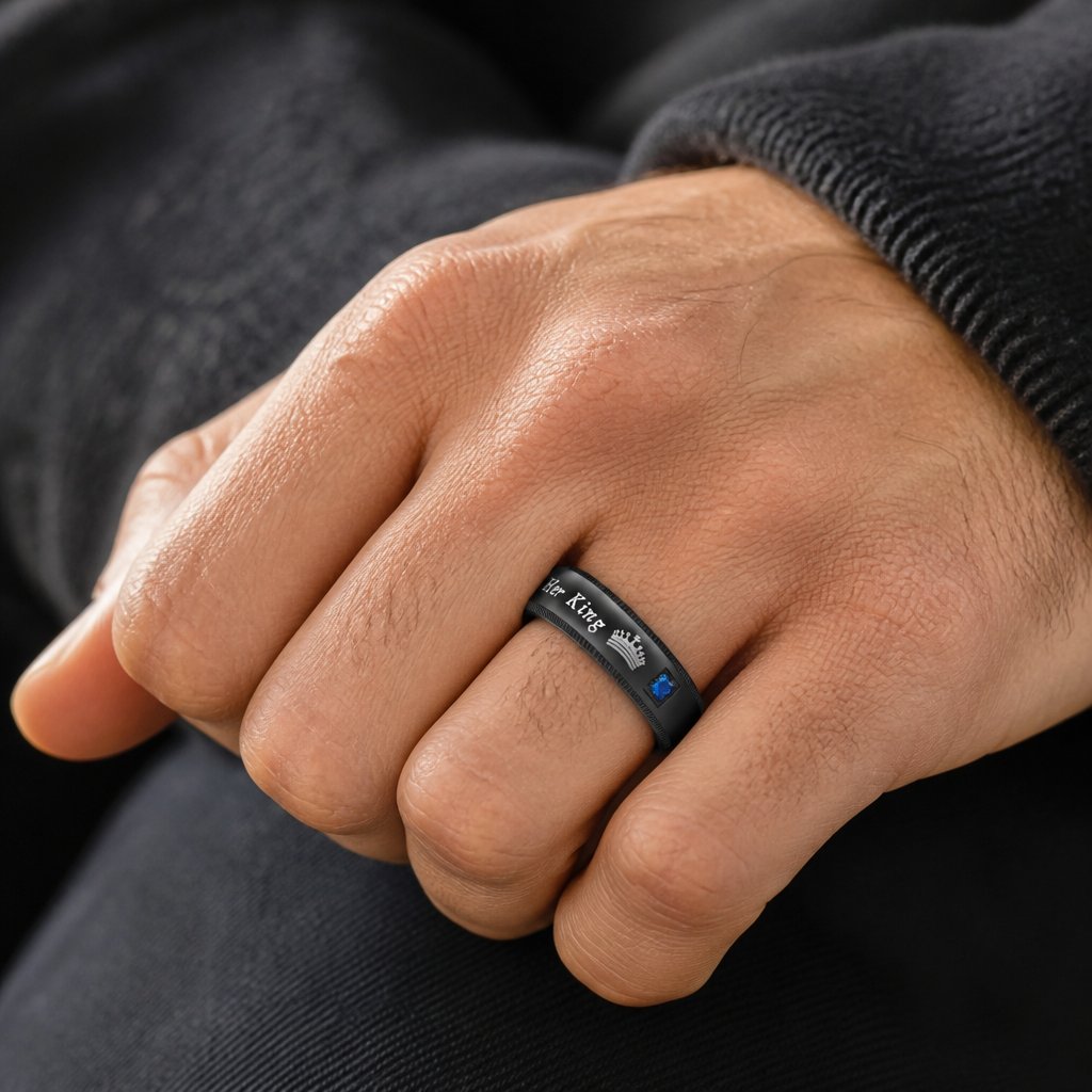 Bague Her King - Noir / 52mm