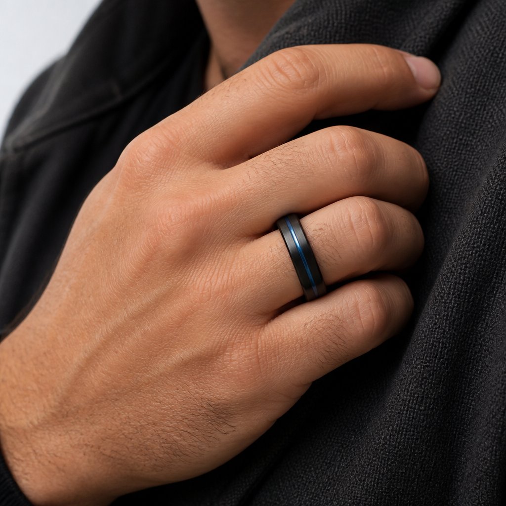 Bague DA-32458 - Noir / Bleu / 55mm