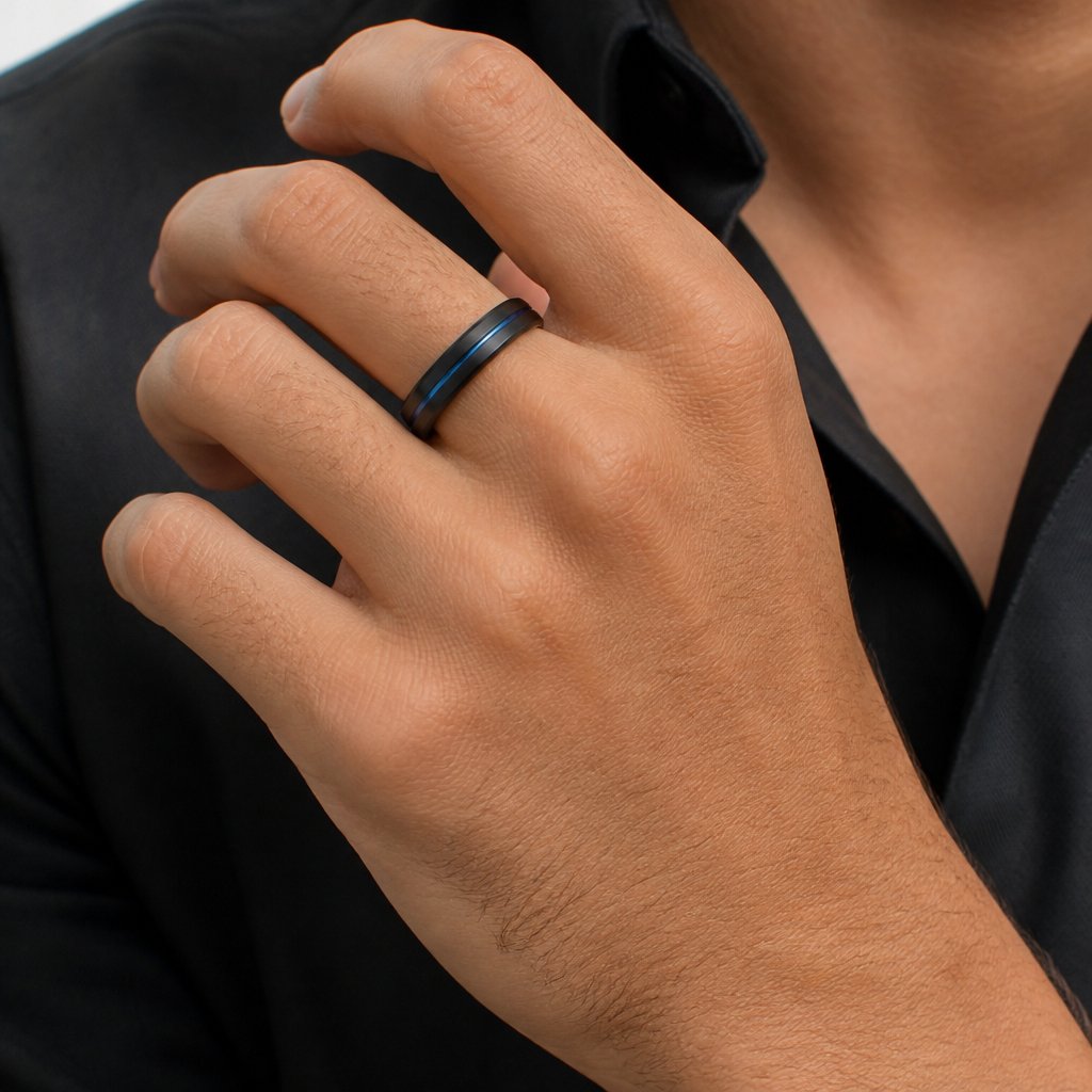 Bague DA-32459 - Noir / Bleu / 57mm